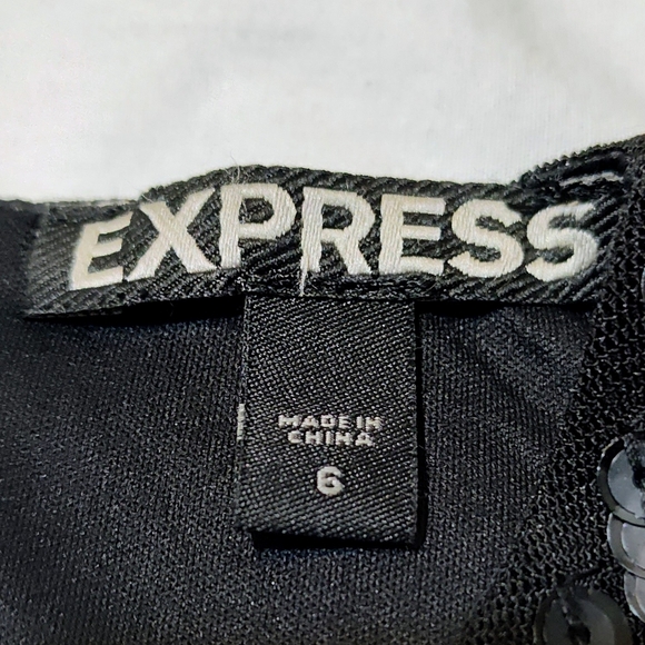 Express Black Sequin Long Sleeve Dress - Picture 7 of 7